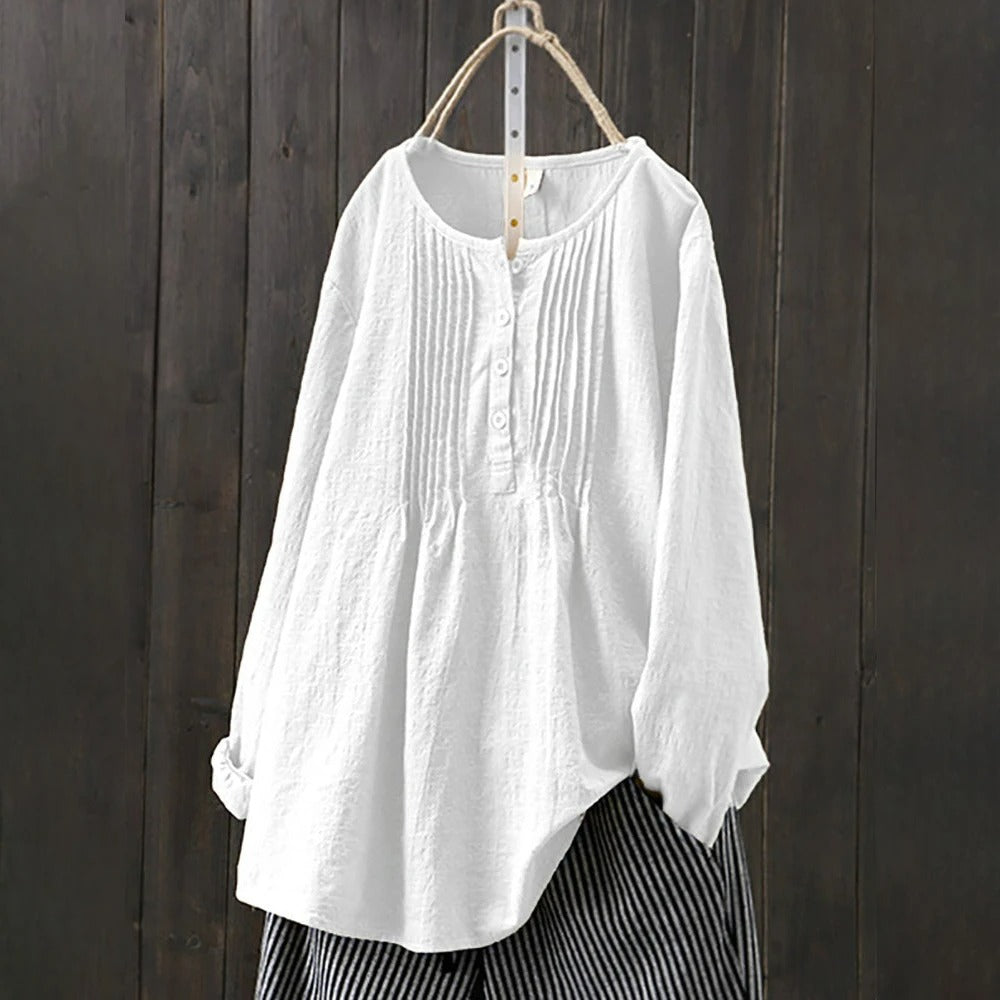 Loose vintage long sleeve blouse for women