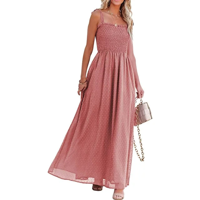 Lara - Airy maxi dress with a delicate polka dot pattern