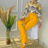 Charlotte - Flare trousers with matching blouse in floral print