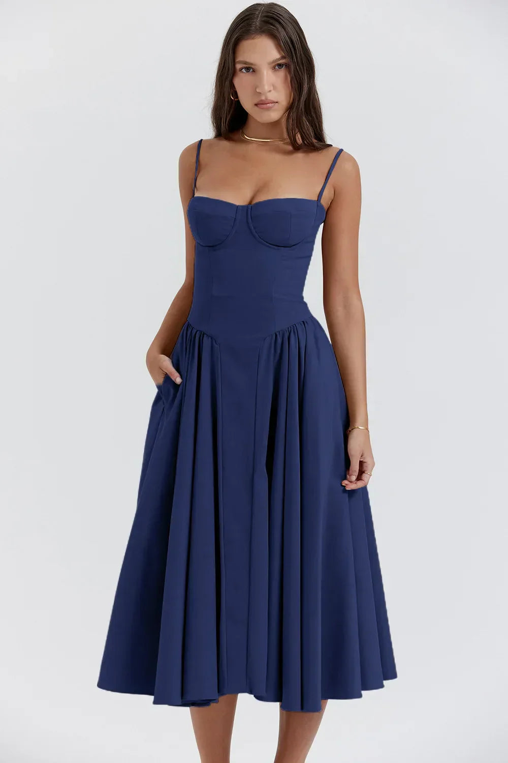 Victoria | Sleeveless midi dress with corset fit - Attractive fit