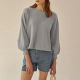 Mira - Classic crewneck sweatshirt with balloon sleeves