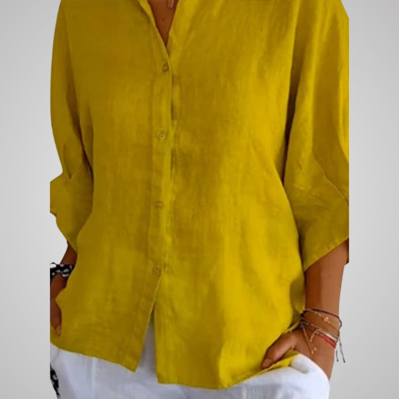 Sorrel - Casual shirt with bow closure in cotton and linen for women