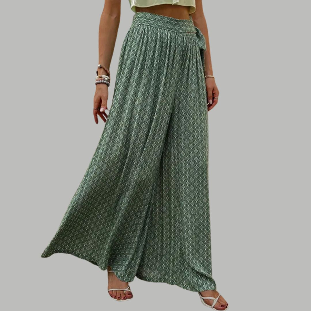 Sophia - High-waisted wide trousers with print pattern