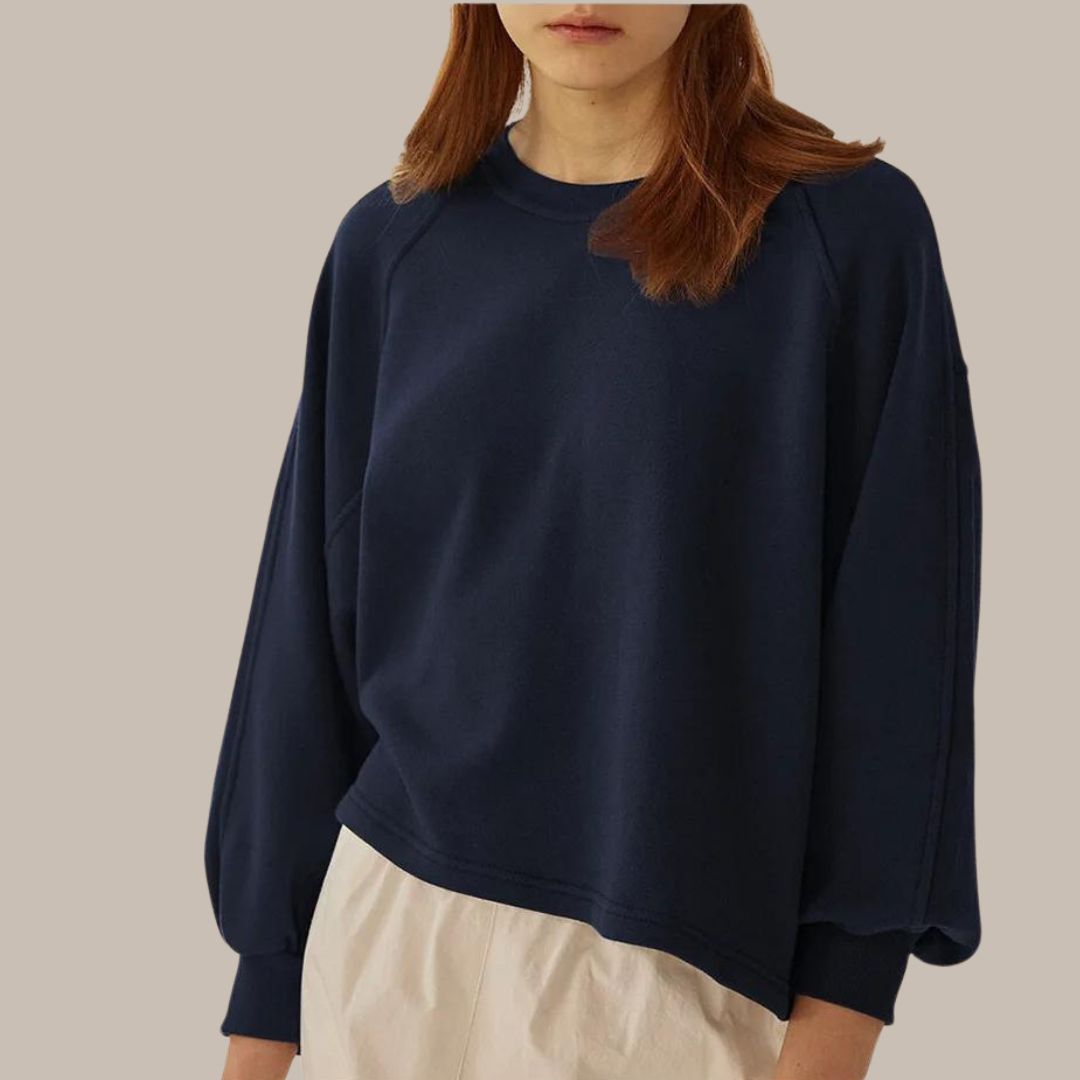 Mira - Classic crewneck sweatshirt with balloon sleeves