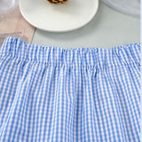 Harper - Gingham romper with keyhole neckline and bow detail