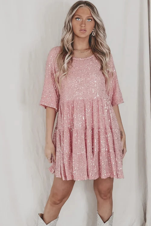 Daelia | Comfy Sequins baby doll dress