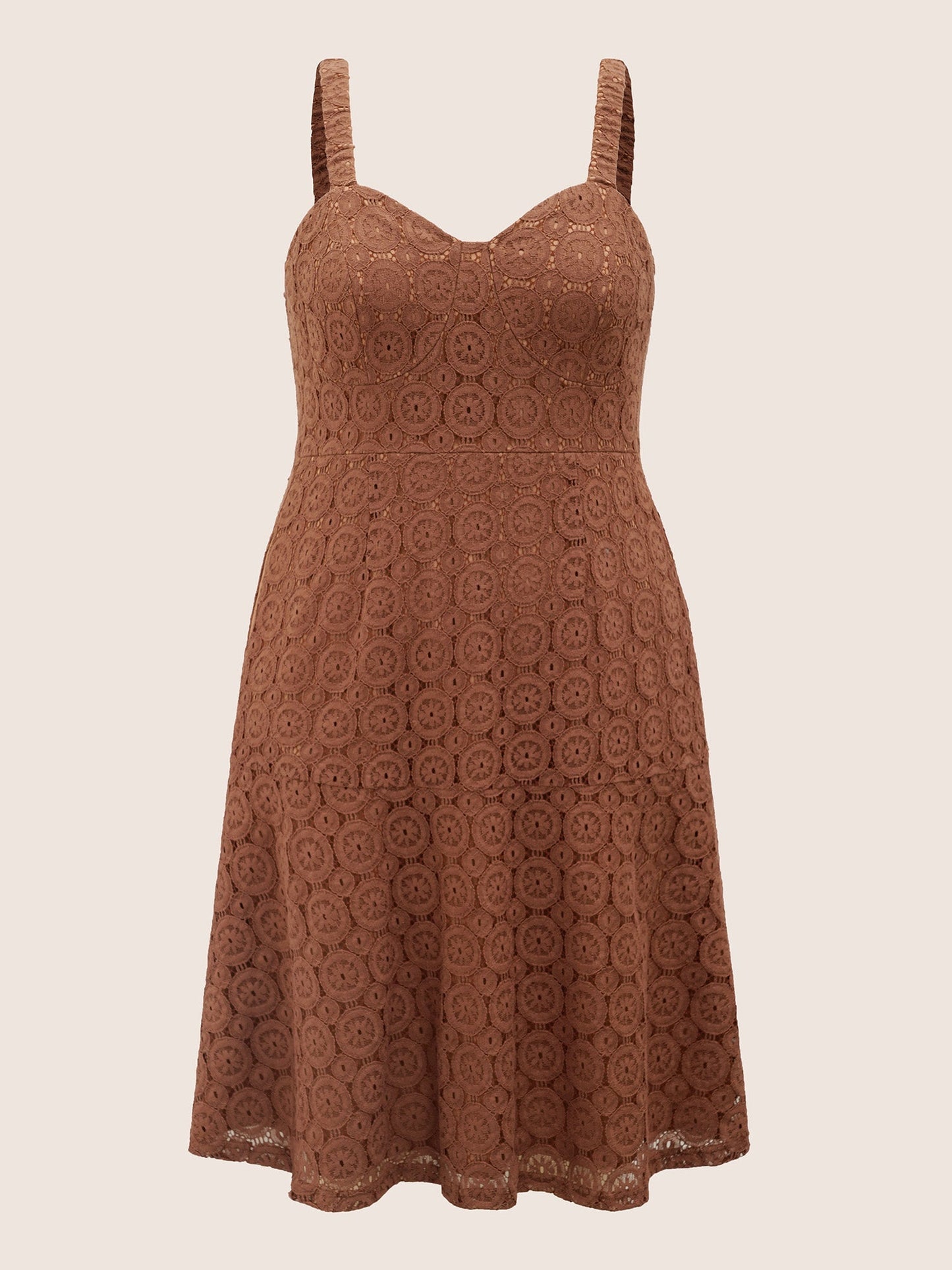 Solid Lace Geometric Hollow Out Cami Dress