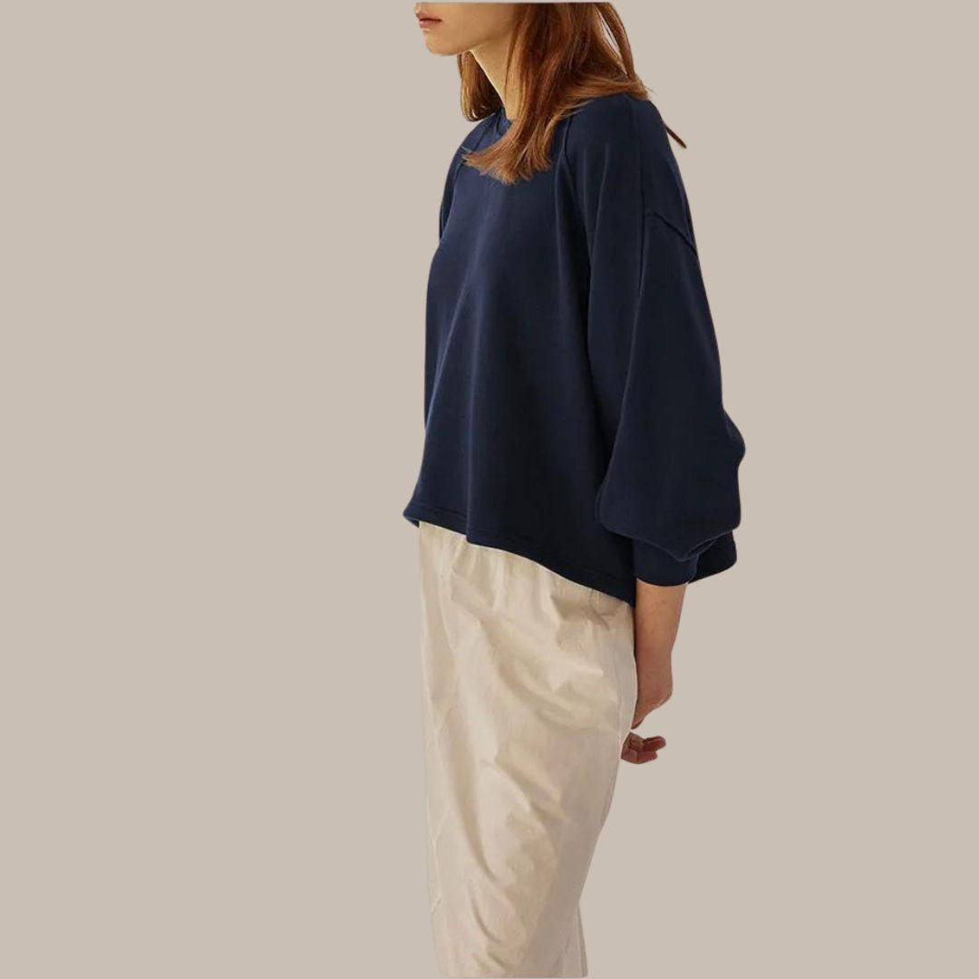 Mira - Classic crewneck sweatshirt with balloon sleeves