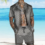 Men's Old-Money Hawaiian Short Sleeve Shirt Set 26590041YY