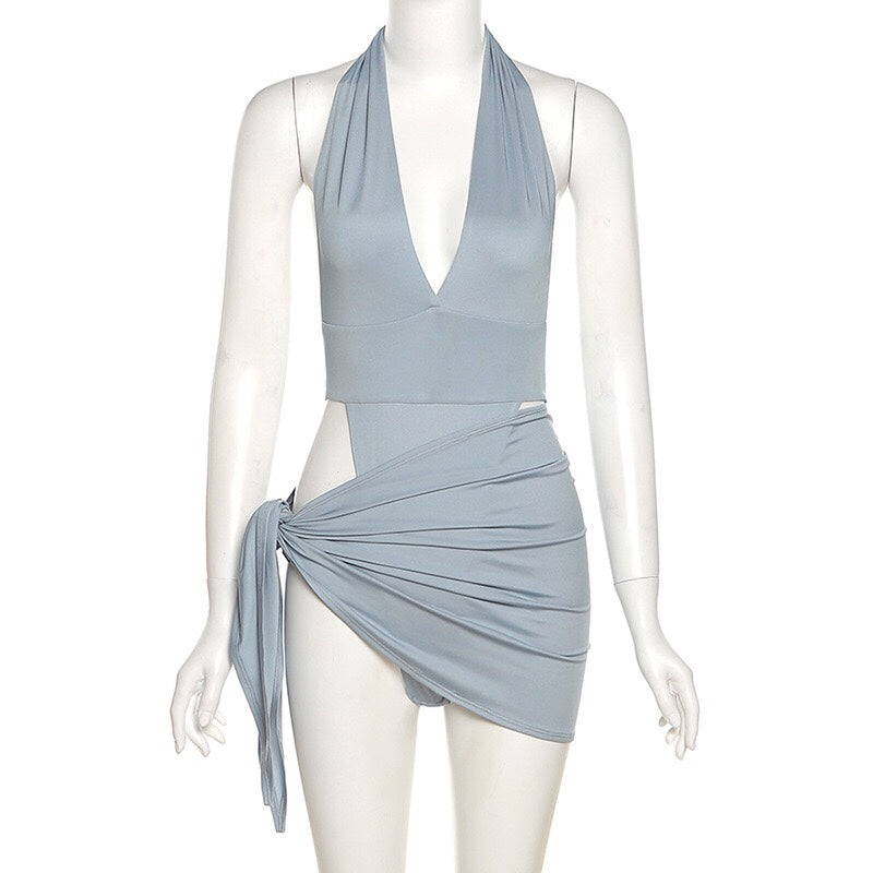 Two-piece swimming costume with press studs Wren