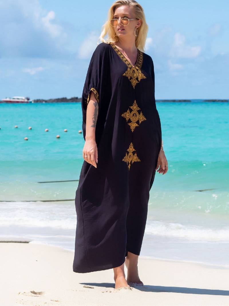 Felda - Elegant retro beach dress with V-neckline