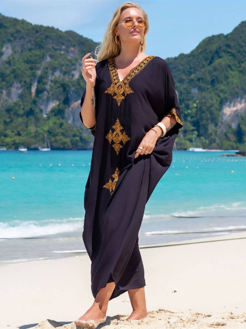 Felda - Elegant retro beach dress with V-neckline