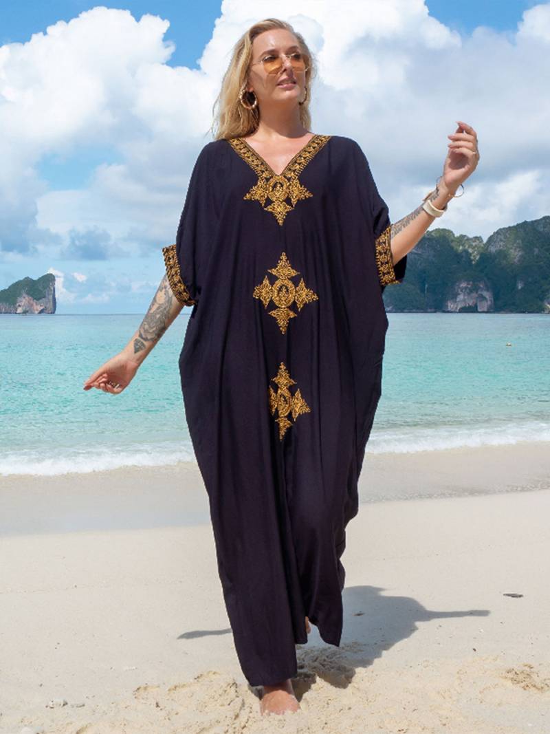 Felda - Elegant retro beach dress with V-neckline