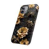 Halloween Black & Gold Spider Slim Phone Cases, Gold Flower Phone Case