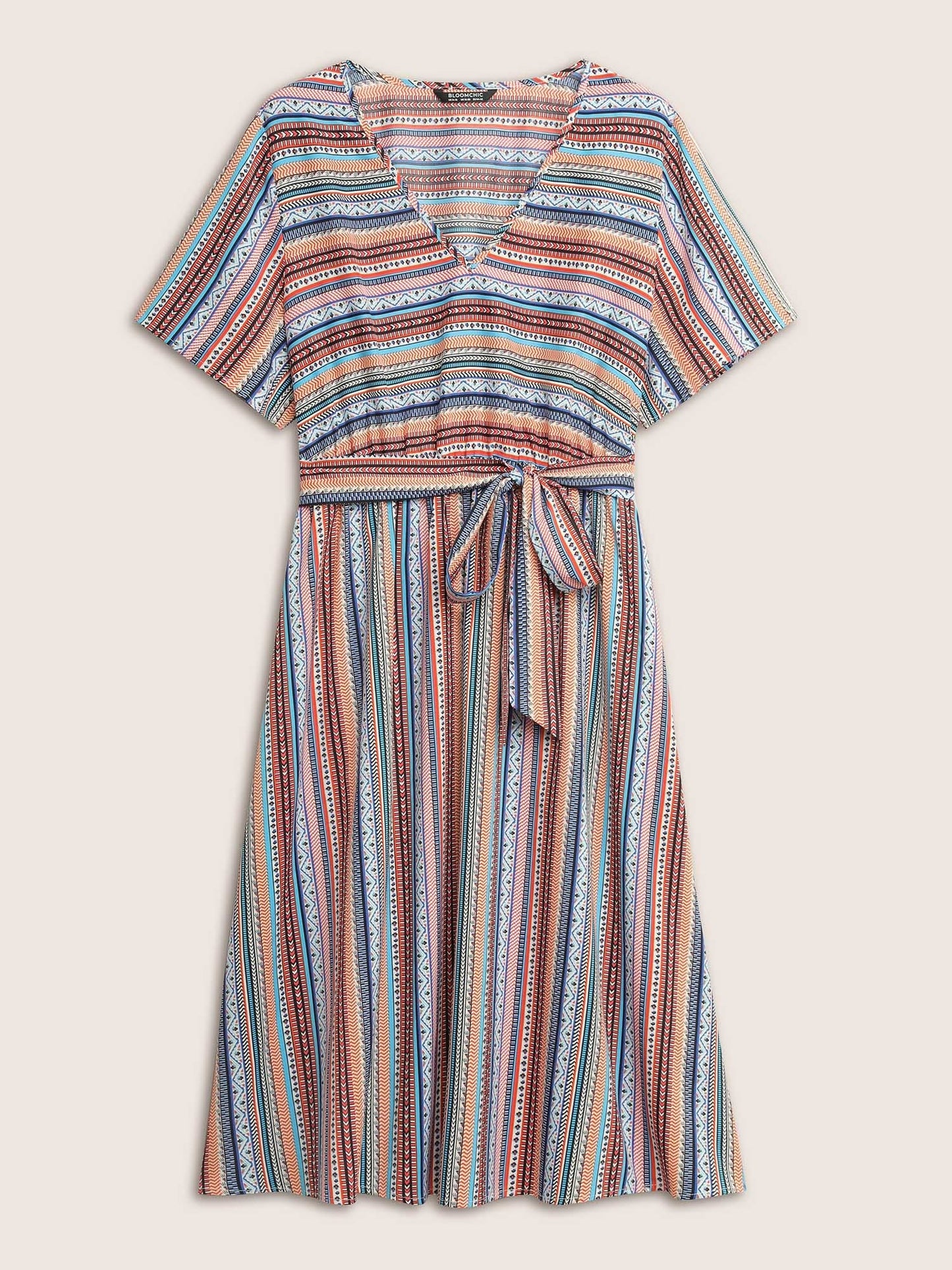 Bandana Striped Belted Pocket Dress