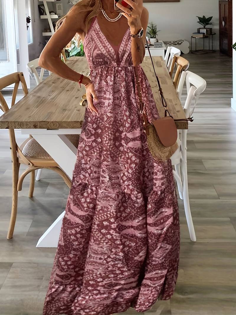 Yeva - Bohemian-style maxi dress with ethnic print