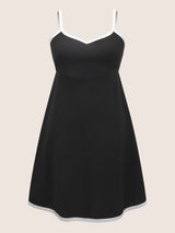 Contrast Trim Adjustable Straps Dress