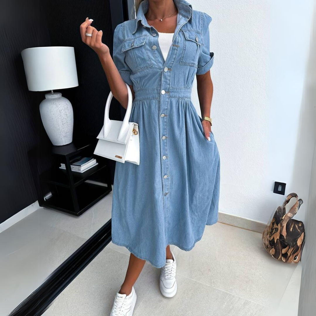 Roelinde | Comfy Chic denim midi dress