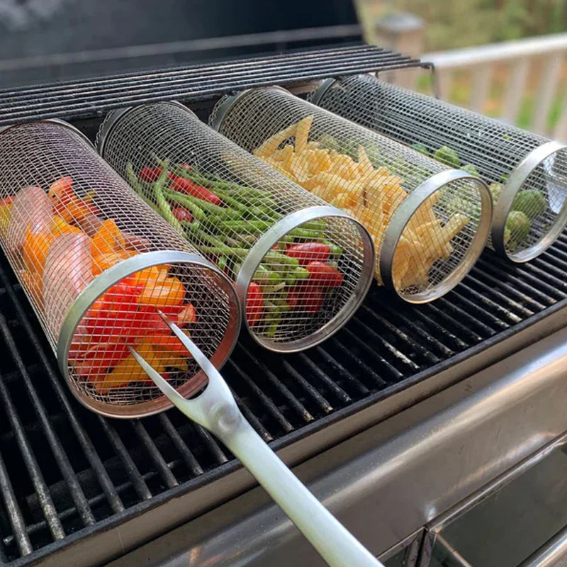 Stainless Steel BBQ Grill Basket for Outdoor Cooking