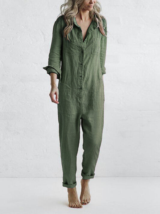 TRUDI - Stylish green jumpsuit