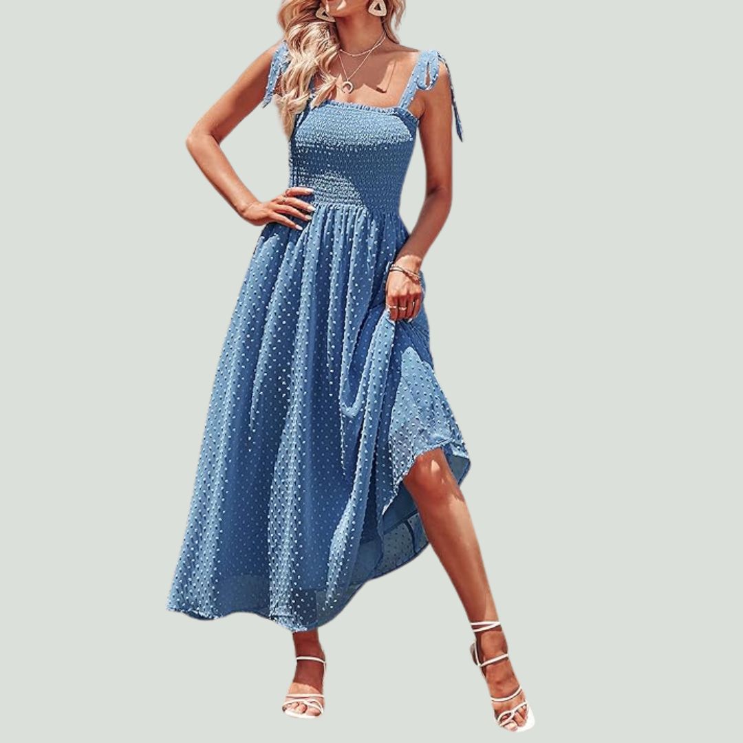 Lara - Airy maxi dress with a delicate polka dot pattern