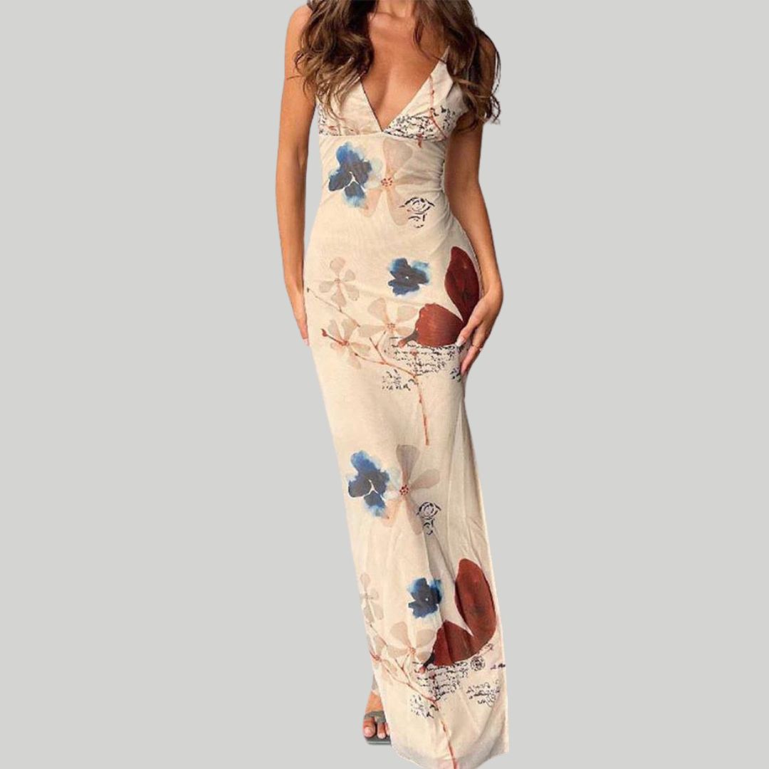 Esme - Maxi dress with floral print and V-neckline