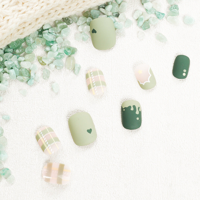 Cute Matcha Creamy Green Women Wear Armor Nail Stickers