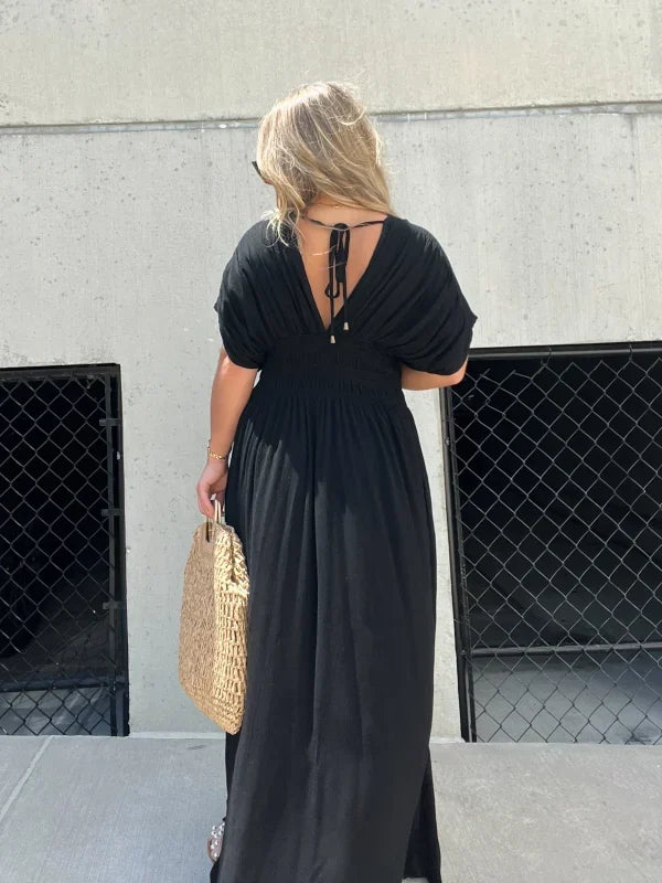 Lit V-Neck Effortless Maxi Long Dress