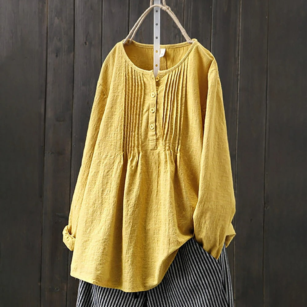 Loose vintage long sleeve blouse for women