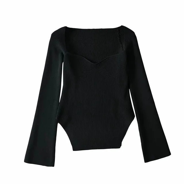 Erich - Knitted Sweater With Square Neckline