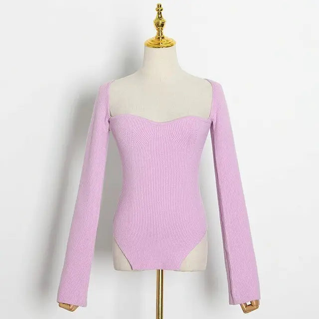 Erich - Knitted Sweater With Square Neckline