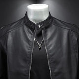 Leather Jacket Stand-Up Collar