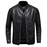 Leather Jacket Stand-Up Collar