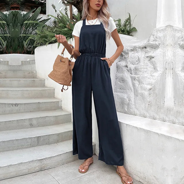 Caroline - Jumpsuit with wide leg and waist tightening