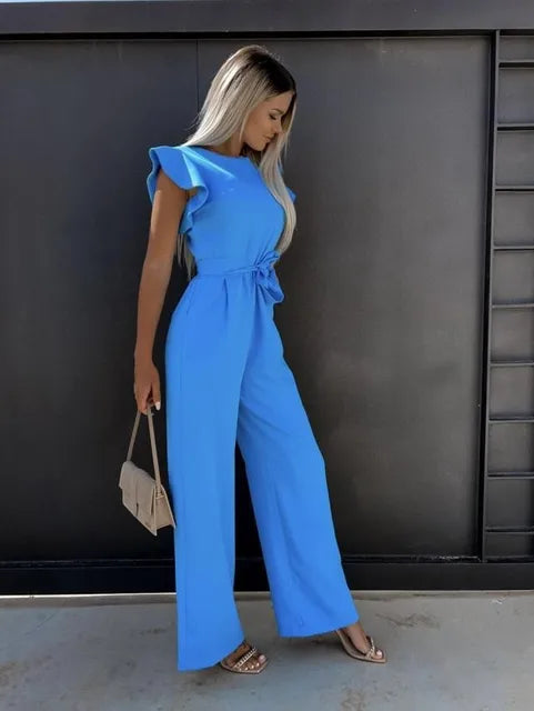 Cerys - Elegant jumpsuit with ruffles and belt
