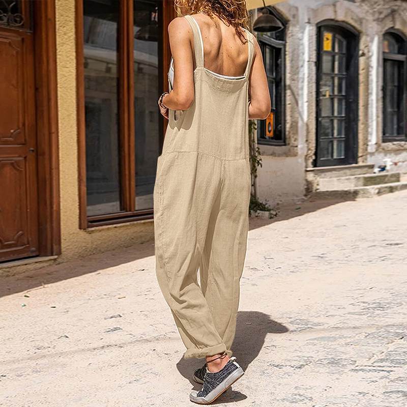 Loose Button Pocket Jumpsuit