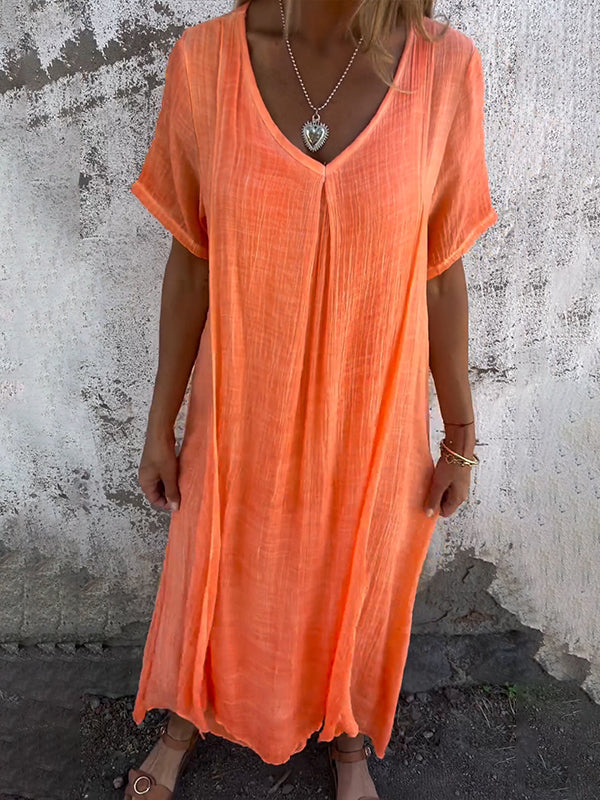 TAMI dress in cotton and linen