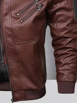 Lars - Leather jacket with hood