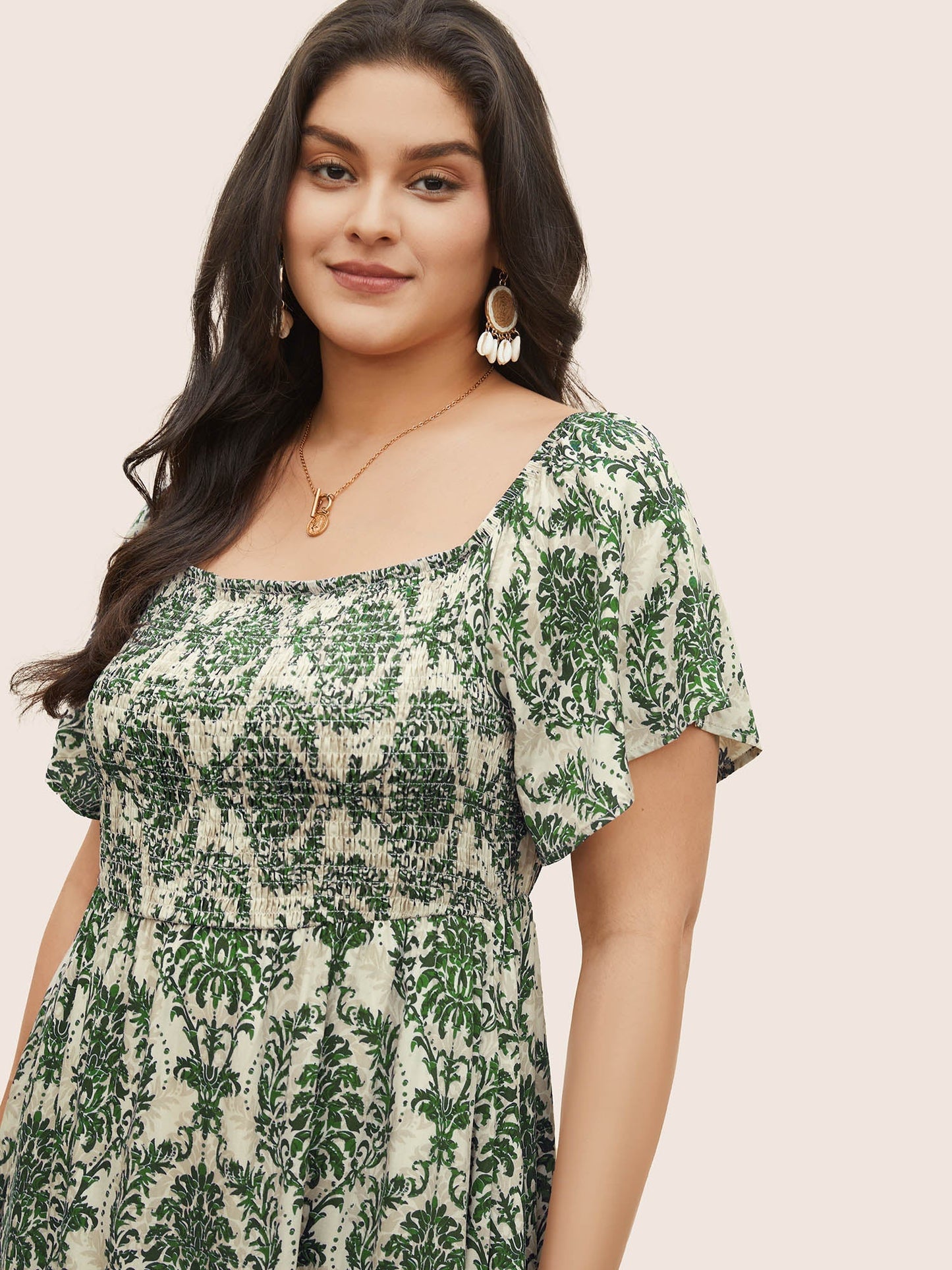 Bandana Print Shirred Off Shoulder Dress