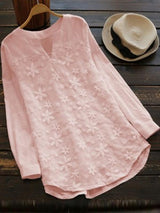 Lace embroidery long-sleeved shirt