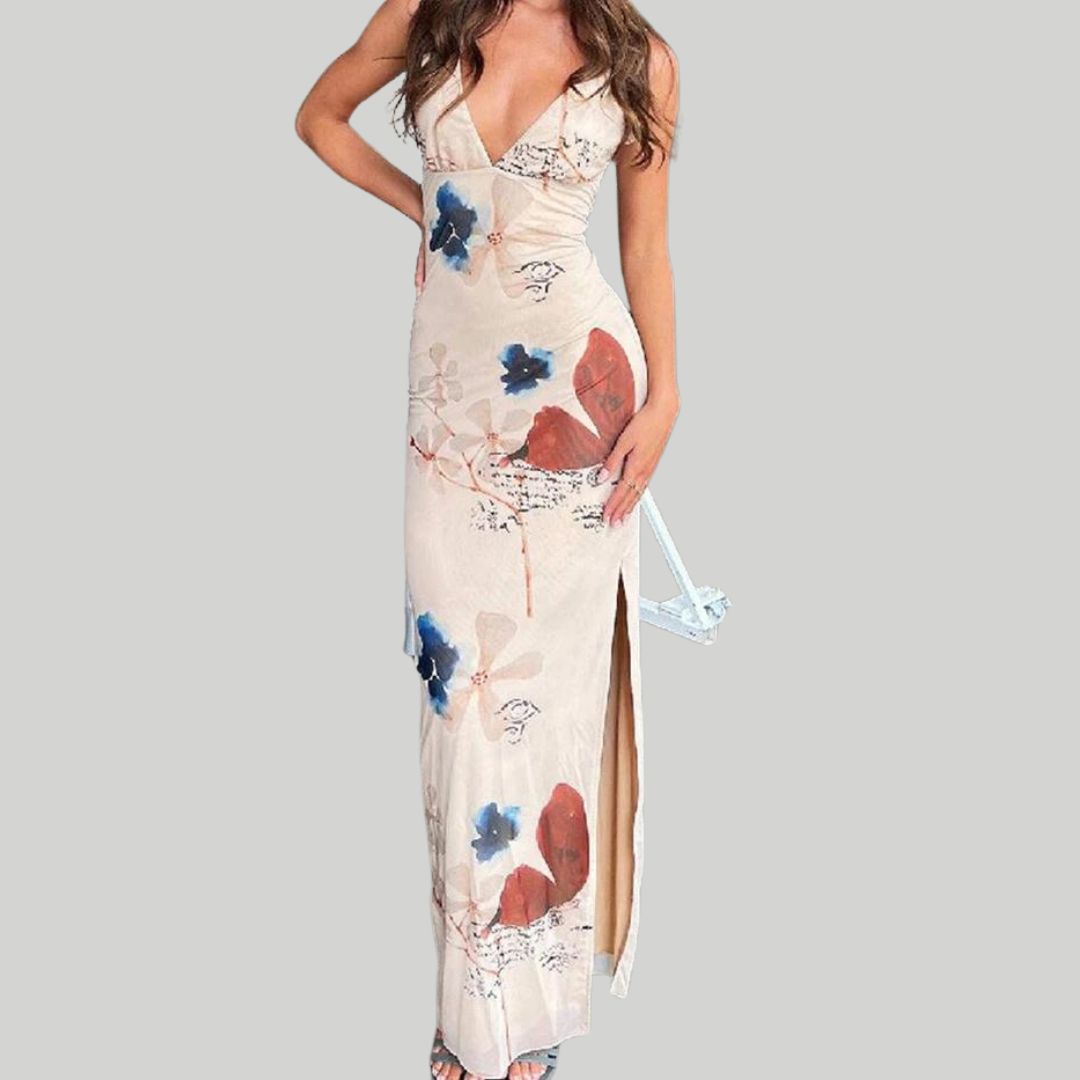 Esme - Maxi dress with floral print and V-neckline