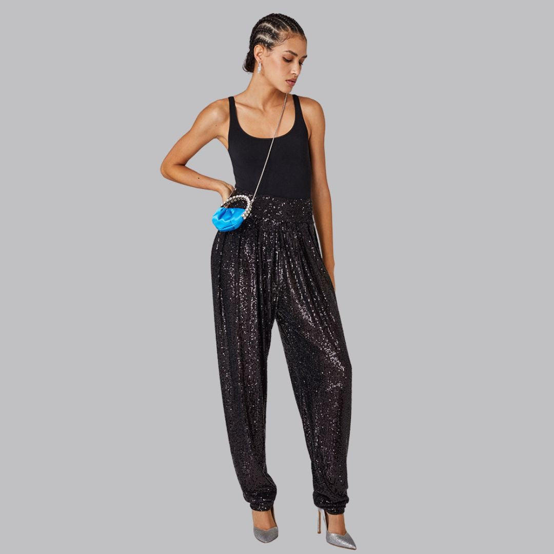 Luna - Knitted jogging trousers with glitter