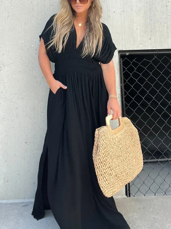 Lit V-Neck Effortless Maxi Long Dress