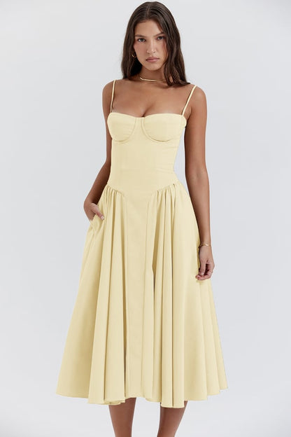 Victoria | Sleeveless midi dress with corset fit - Attractive fit