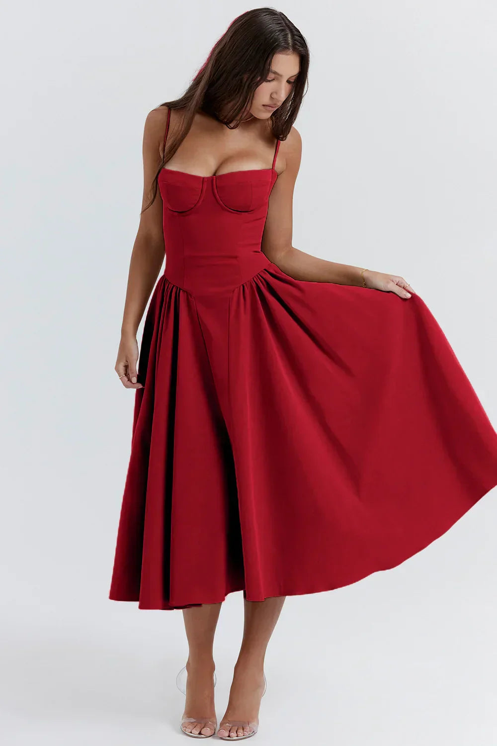 Victoria | Sleeveless midi dress with corset fit - Attractive fit