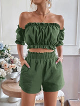 Strapless Ruffled Edge Tops & Shorts Set