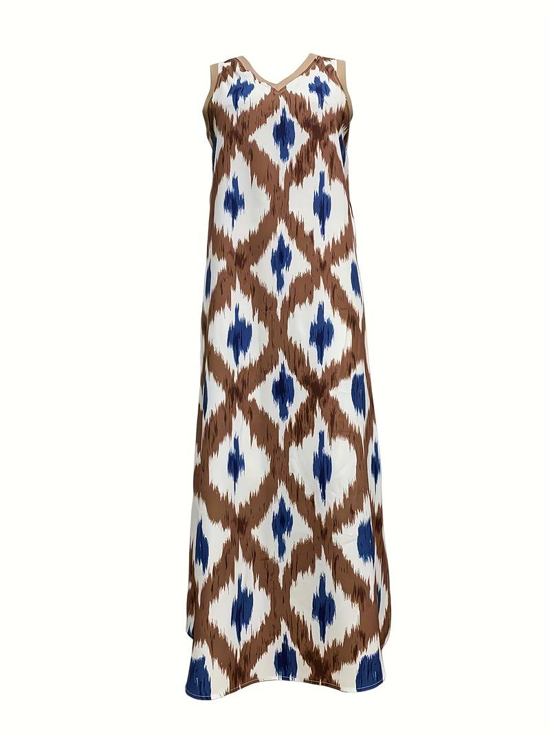 Equinox - Sleeveless dress with ikat print