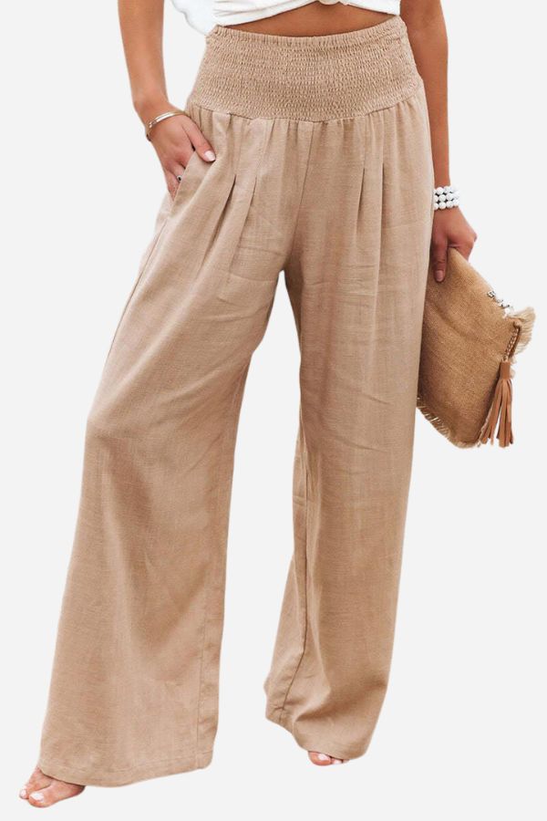 Milda High-Waist Cotton Linen Palazzo Trousers