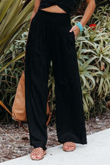 Milda High-Waist Cotton Linen Palazzo Trousers