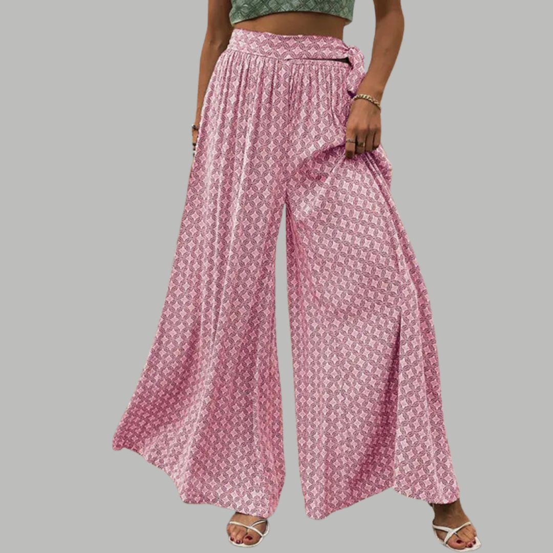 Sophia - High-waisted wide trousers with print pattern